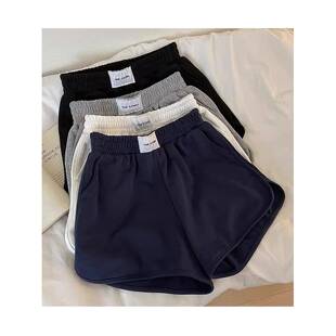 运动风短裤子外贸女夏季新款宽松纯色居家休闲裤高腰阔腿短裤热裤