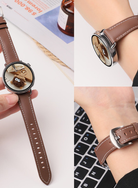 适用于小米S4手表表带真皮银扣玫金扣Watch S3/S2/S1高颜值百搭商务男女腕带Color2运动版智能运动手表替换带
