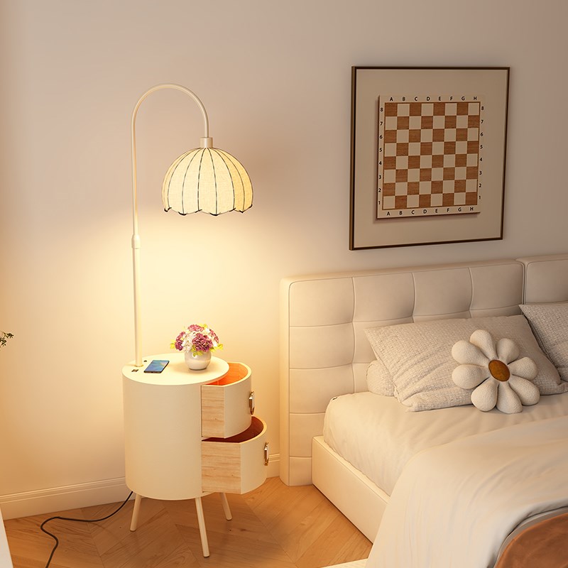 床头柜台灯一体边几置物落地灯客厅沙发旁卧室书房奶油风氛围感
