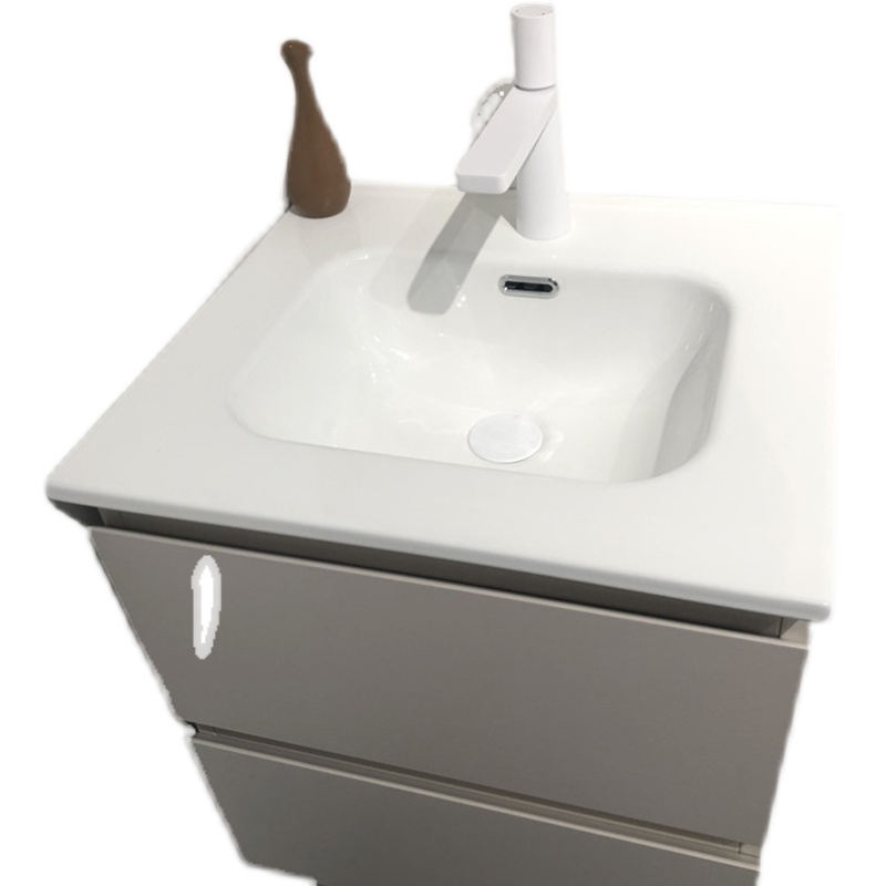 小户型浴室柜实木烤漆高档陶瓷一体盆窄长洗脸盆现代洗漱台