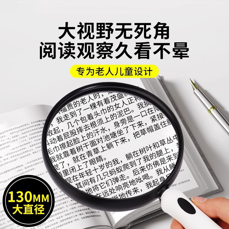 桑克新款888C特大硅胶软柄放大镜高清老人儿童阅读家用PMMA镜跨境