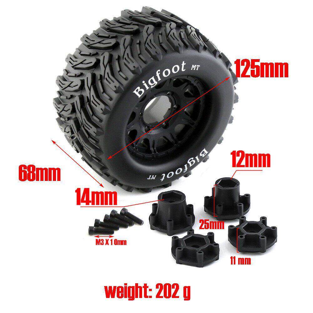 1:10大脚轮胎traxxas田宫HPI京商arrma竞速赛卡车轮毂12-14mm P1