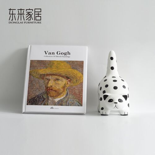 东来家居现代波点猫样板间儿童房书架装饰品摆设