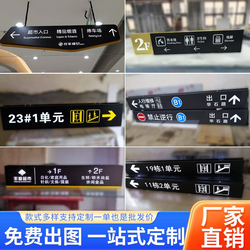 吊牌灯箱指示牌商场地下车库收银台医院面发光导向牌