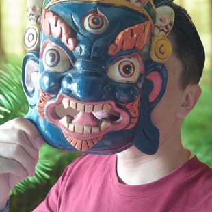 西藏旅拍道具 Mask面具 尼泊尔木雕脸谱 Nepal