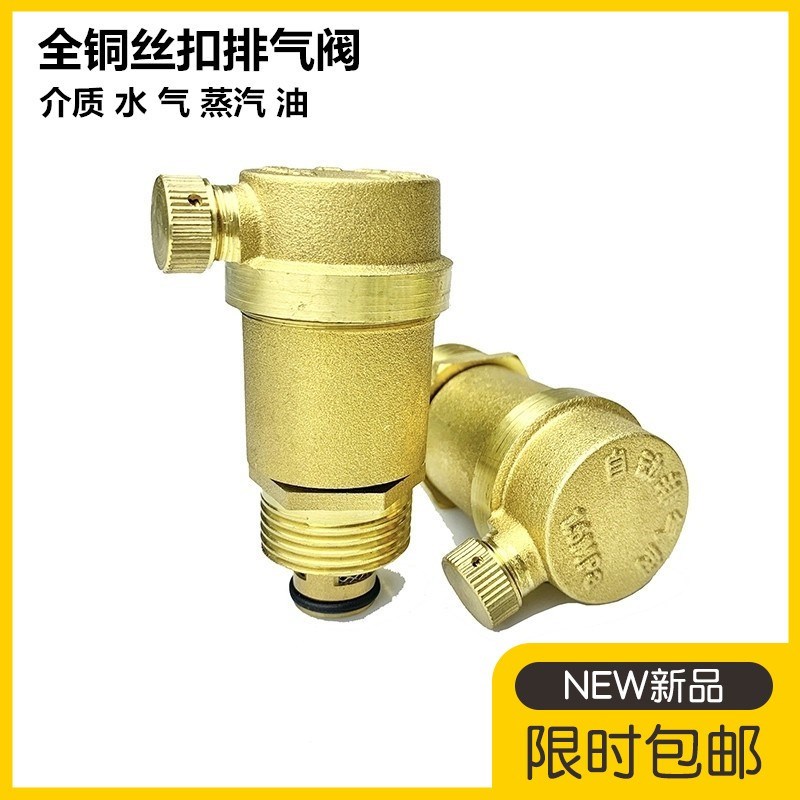 黄铜自动排气阀dn15 20 25自来水暖气阀4分6分1寸立式地暖放气阀