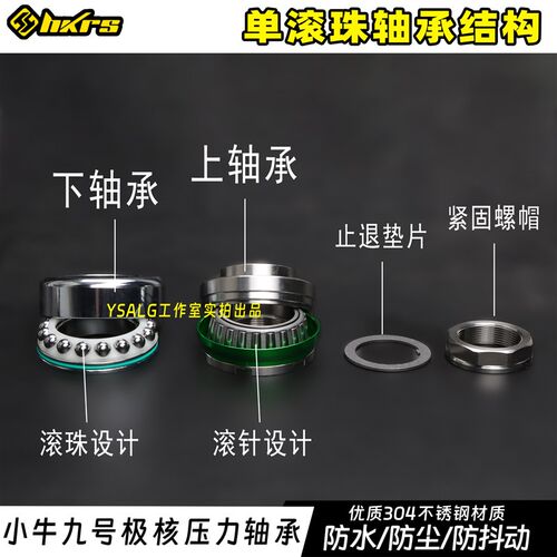 适用九号M/N小牛NXT NQI UB 极核AE5i直上改装皇凯单滚珠压力轴承