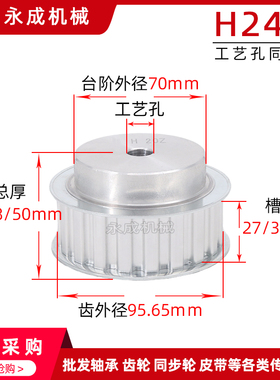 同步轮同步带轮皮带轮 H24齿 标准件 铝合金 齿外径95.65 传动轮