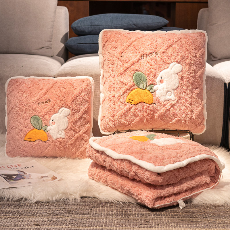 加厚抱枕被子两用折叠毛毯子二合一E办公室午睡枕头汽车载沙发靠