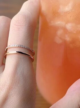 叠戴出奇迹！神仙戒指～素金满钻双层锆石闪耀心动精致耐看指环