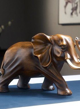 新中式大象e摆件家居客厅玄关隔B断博古架装饰品书房酒柜工艺品摆