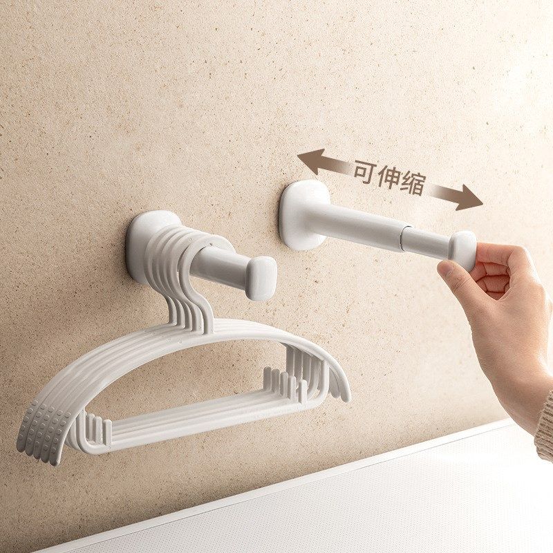 晾晒衣架收纳架免k打孔家用阳台墙上可伸缩晾衣架整理挂钩壁挂式