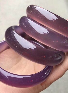手镯帝王紫玉髓玛瑙天然玉镯女巴西玉石冰种镯子冰紫罗兰直播款条