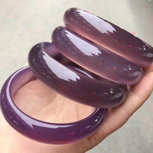 手镯帝王紫玉髓玛瑙天然玉镯女巴西玉石冰种镯子冰紫罗兰直播款条