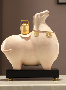 马上有钱招财马摆件博古架w办公室老板桌装饰工艺品开业乔迁礼物