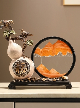 葫芦摆件c流沙画轻奢高档家居进门客厅电视柜办公室装饰品乔迁之