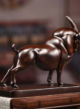黑檀木雕羊十二生肖羊摆件实木领头羊客厅装饰乔迁开业送礼工艺品