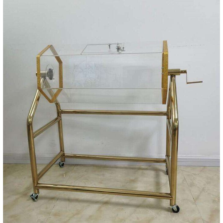 年会手摇滚动透明亚克力抽奖箱幸运摇机带手柄摇奖机黑色红色铝