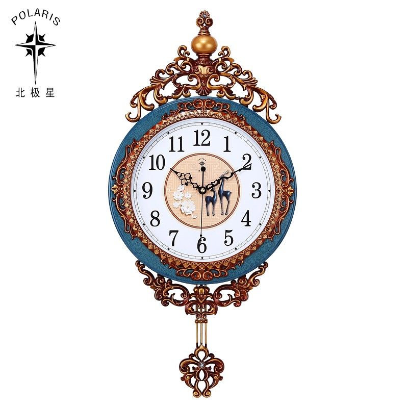 北极星欧式客厅钟表创意时尚挂钟摇摆个性挂表复古静音时钟石英钟