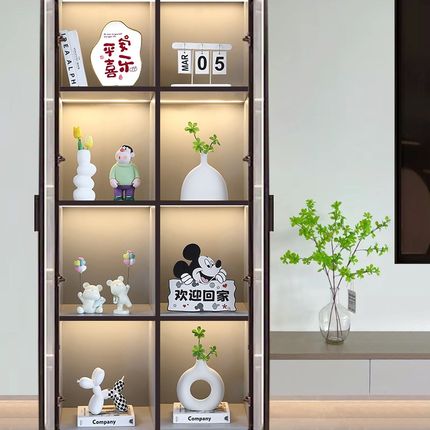 新房客厅酒柜装饰品摆件高档入户玄关餐边展示柜现代简约家居软装