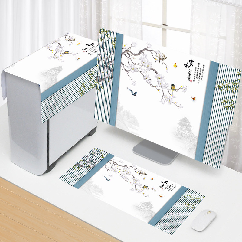 中国风电脑防尘罩台式显示器主机箱全包保护套家用键盘防尘盖布