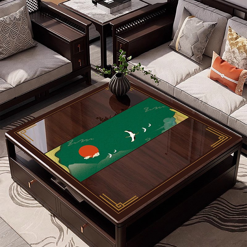 中式透明方桌垫pvc软玻璃桌布防水防油免洗八仙桌麻将桌垫正方形