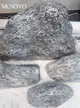 美空仿真雪浪石切片组合室内庭院枯山水假山石头泰山石青龙石摆件