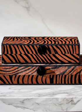 中古风玄关装饰摆件收纳盒复古首饰盒美容院软装设计搭配组合套装