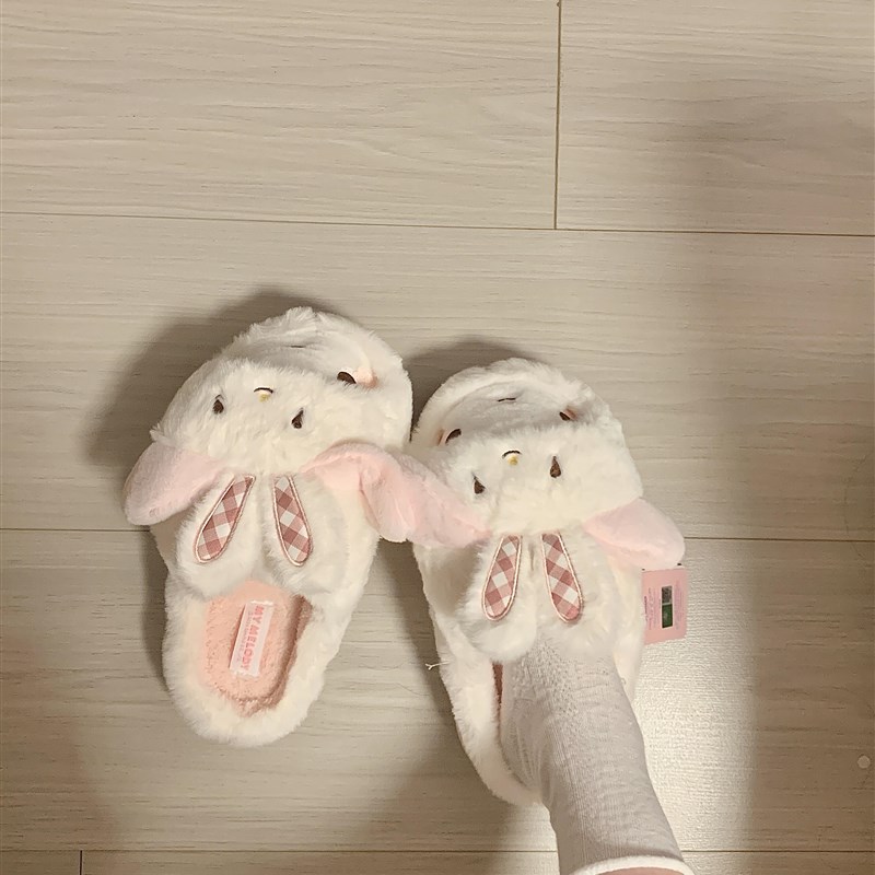美乐蒂兔兔棉拖鞋女款秋冬季室内家居可爱棉拖加绒保暖厚底可外穿