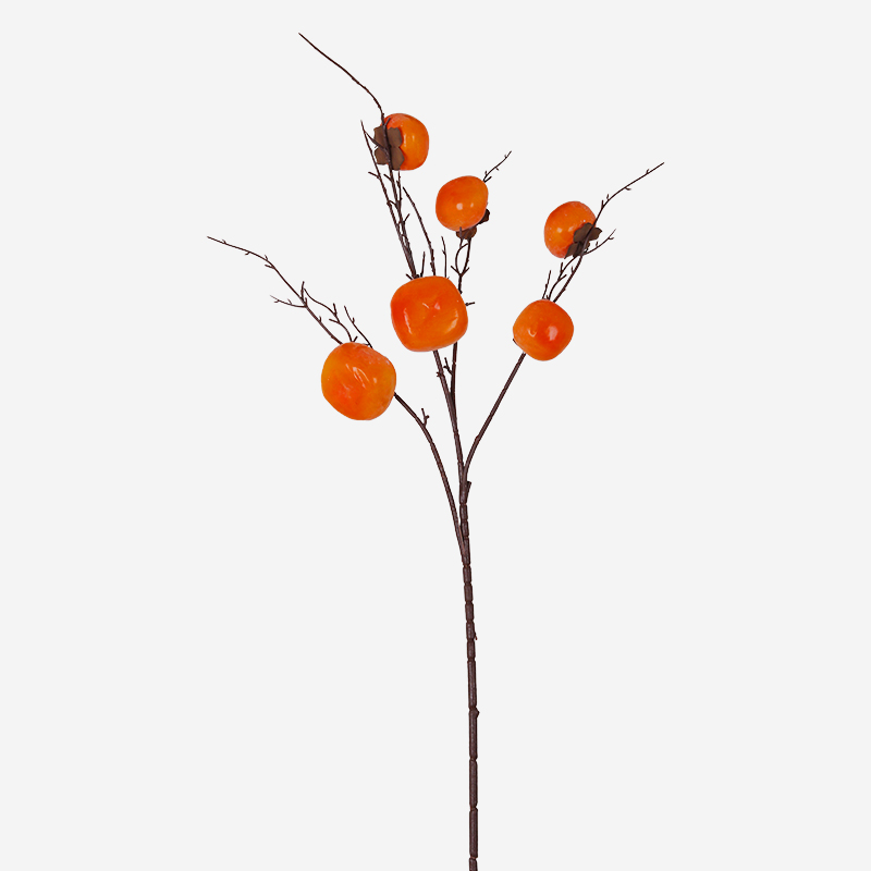 仿真柿子果实假花树枝客厅摆设干花石榴装饰摆件家居软装插花花束
