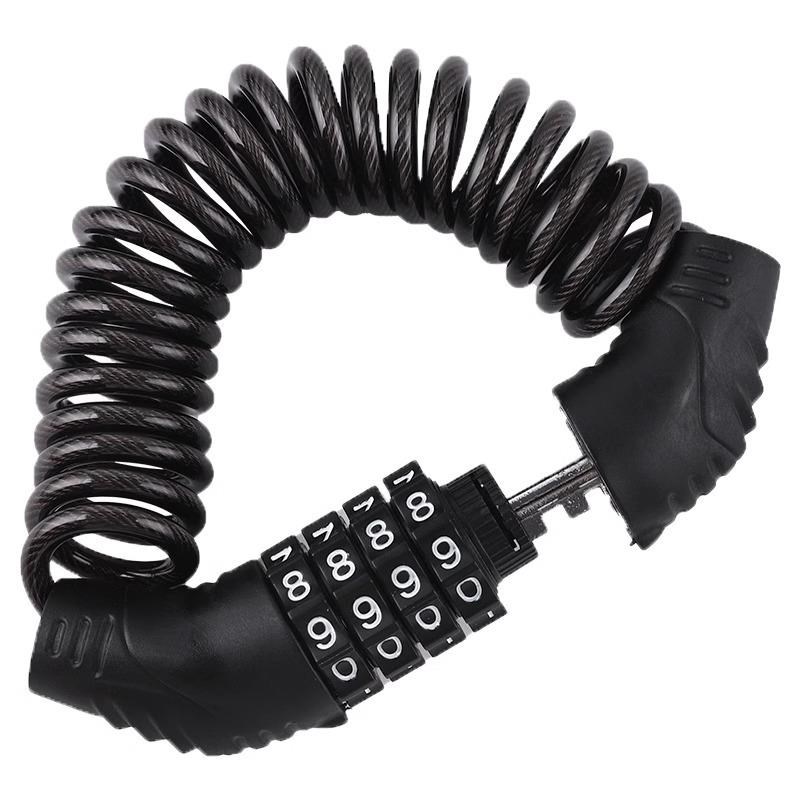 托车头盔锁4位密码钢丝锁合金钢F电动车自行车头盔防盗钢缆锁