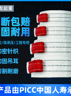 国标扁平吊带起重吊装带加厚吊带工业吊车5吨3吨2T白色拖车绳带