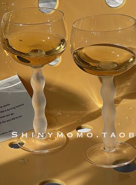 Shinymomo自制ins简约复古玻璃酒杯小众酒具器皿聚会情侣高脚杯