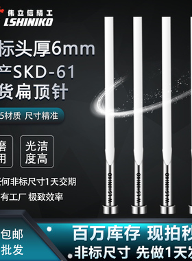 现货头厚6台标头扁顶针国产SKD-61模具扁顶杆方销针扁销 非标订做