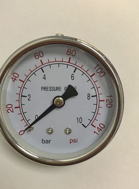轴向压力表 直径60mm 压力10bar 140psi 螺纹G1/4 55度x19牙 平牙