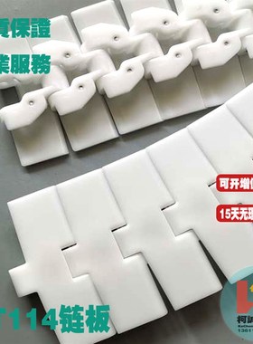 RT114带滚珠转弯链板链条塑料白色乳品输送螺旋链板履带链传动链