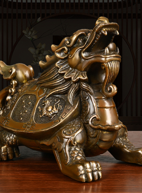 纯铜龙龟摆件四方兽八卦龙龟大号家居客厅店铺中式开业乔迁工艺品