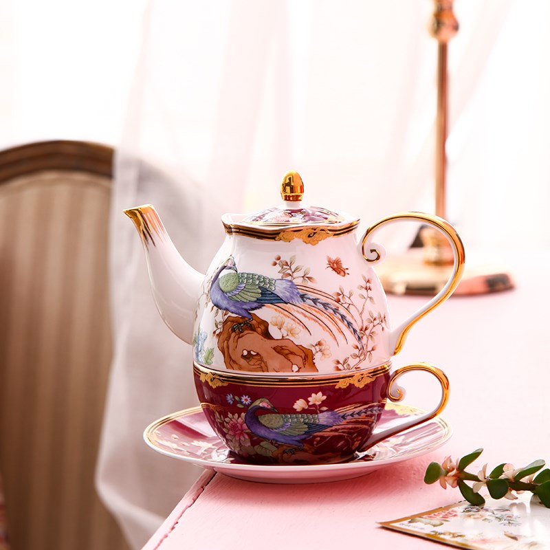 高颜值英式花茶具整套带杯碟国潮单人子母壶套装陶瓷泡茶水果茶壶