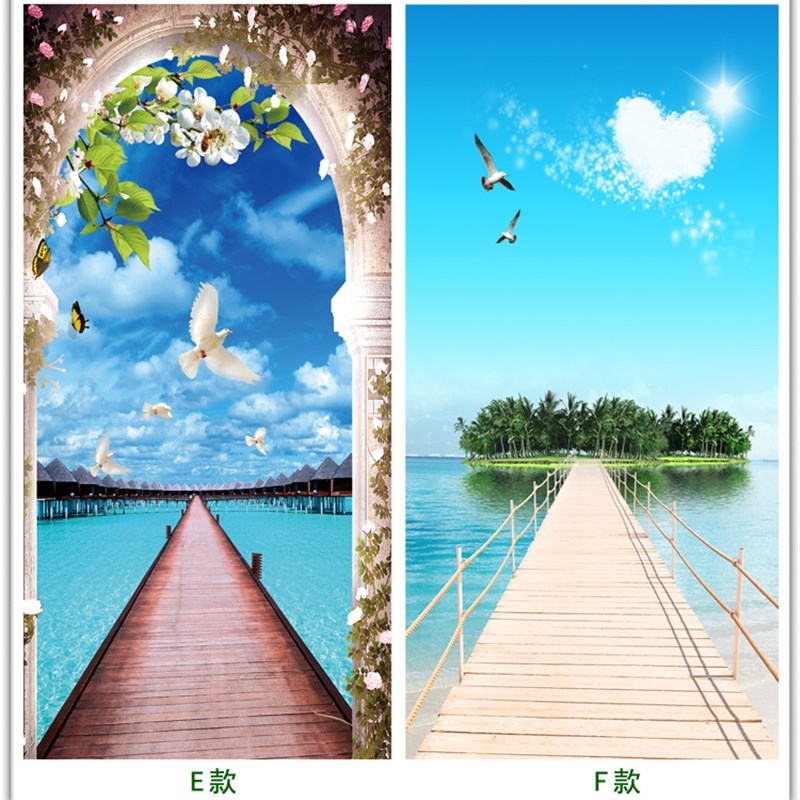 玄关过道墙贴画3立体壁画自粘防水壁纸客厅墙纸贴纸林荫小道定制