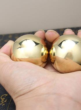 中老年人紫铜把玩健身球黄铜保健球珠手把件纯实心不锈钢手球摆件