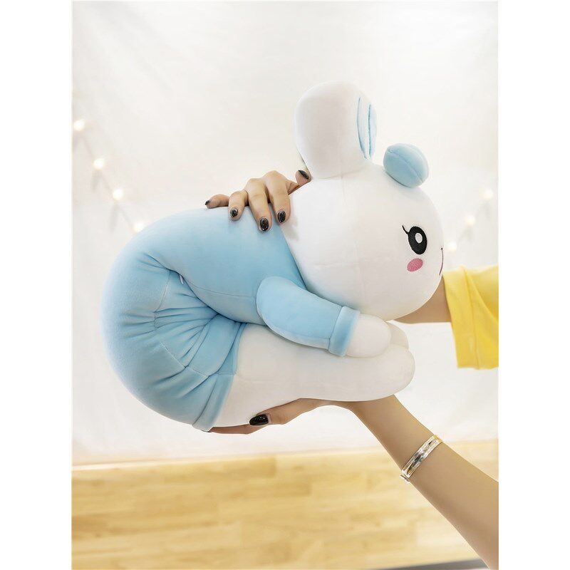 可爱超软粉色趴兔抱枕女生睡觉毛绒玩具兔子布娃娃长条枕头床上大