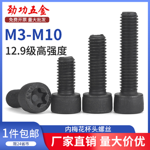 SZ12.9级高强度圆柱头内梅花螺丝杯头梅花孔螺钉防盗拆螺栓M3 M10