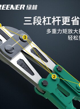 绿林断线钳钢丝剪大力剪剪铁丝的专用钳子剪锁钳破坏钳钢筋剪断钳