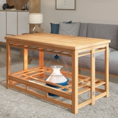 实木烤火架子冬季 多功能楠竹取暖不锈钢烤火桌子家用长方形可折叠