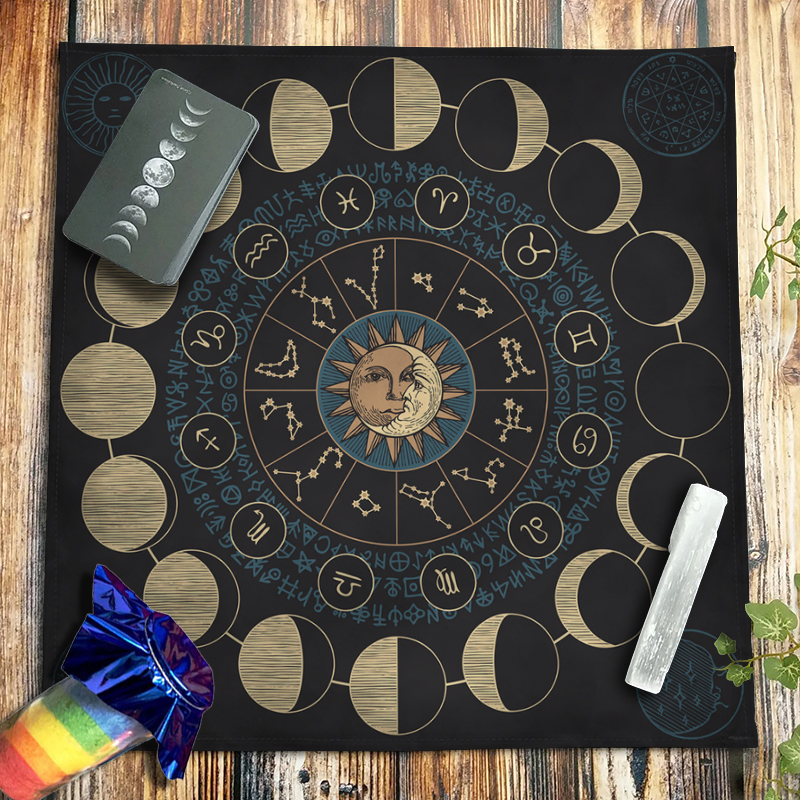定制绒布月相星座塔luo牌桌布tarot塔牌布推牌布祭坛仪式布背景布