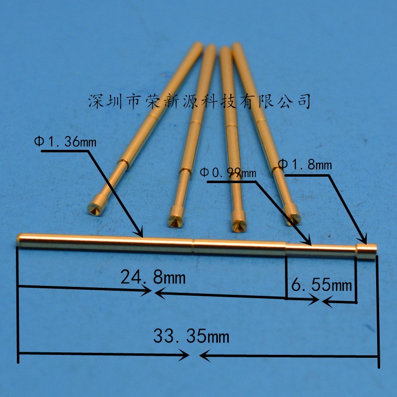 镀金头探针PA100-A3(杯头)测试针1.36mm探针 弹簧针 顶针
