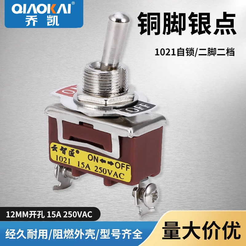 钮子开关摇臂扭子拨动开关E-TEN1021 2脚2档 自锁 螺丝脚 250V
