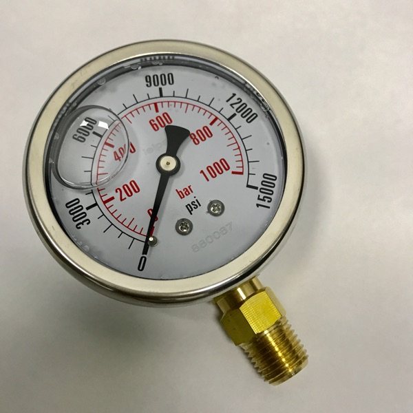 leipai 压力表 直径68mm压力0-1000bar 15000psi铜螺纹NPT1/4充油