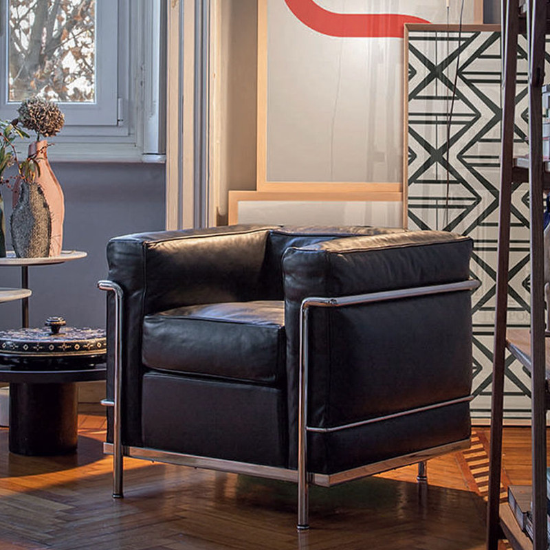 设计师经典LC2真皮沙发3人位直排简约现代小户型客厅办公室接待室