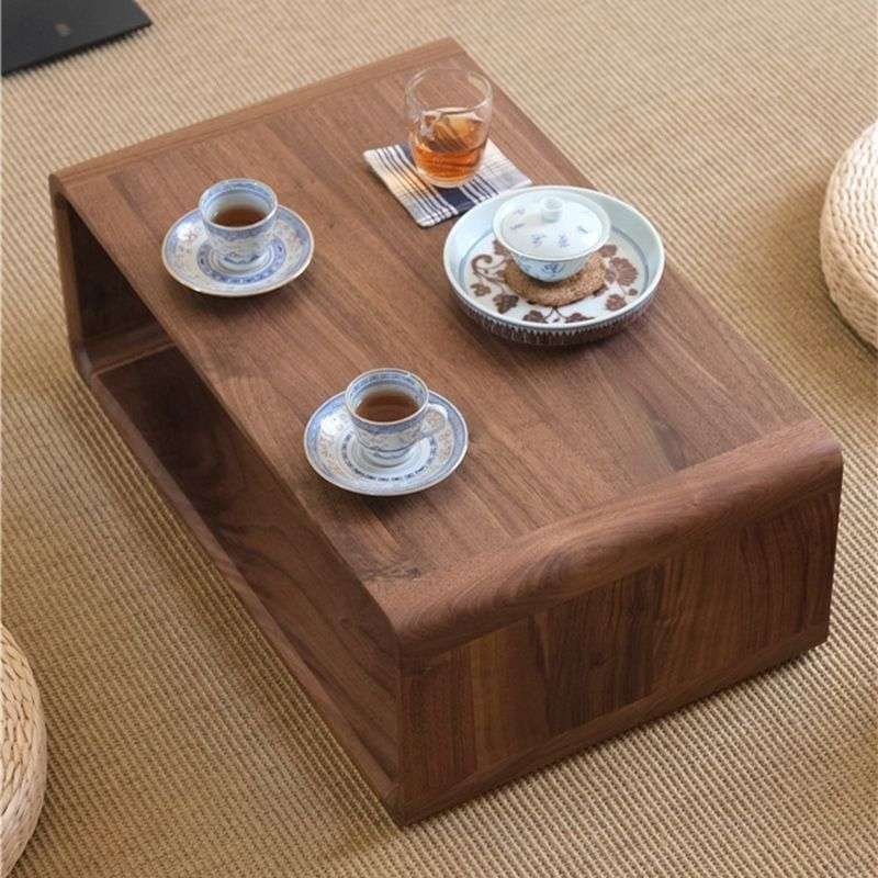 实木榻榻米桌子茶台日式黑胡桃炕几飘窗茶几茶桌矮桌炕桌轻奢